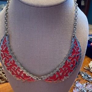Elegant Silver and Red Necklace